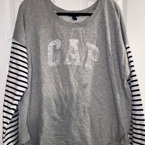 Gap long sleeved shirt with striped sleeves